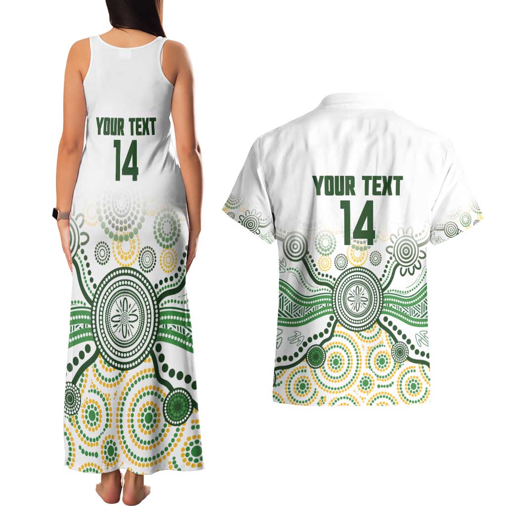 Australia Rugby Custom Couples Matching Tank Maxi Dress and Hawaiian Shirt 2025 Wallaroos Indigenous Art - Aussie Hoodie
