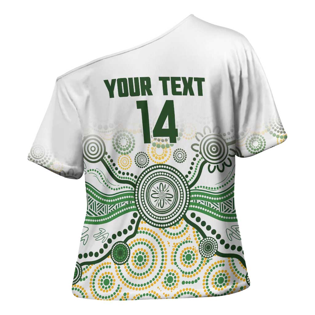 Australia Rugby Custom Cross Shoulder Shirt 2025 Wallaroos Indigenous Art - Aussie Hoodie