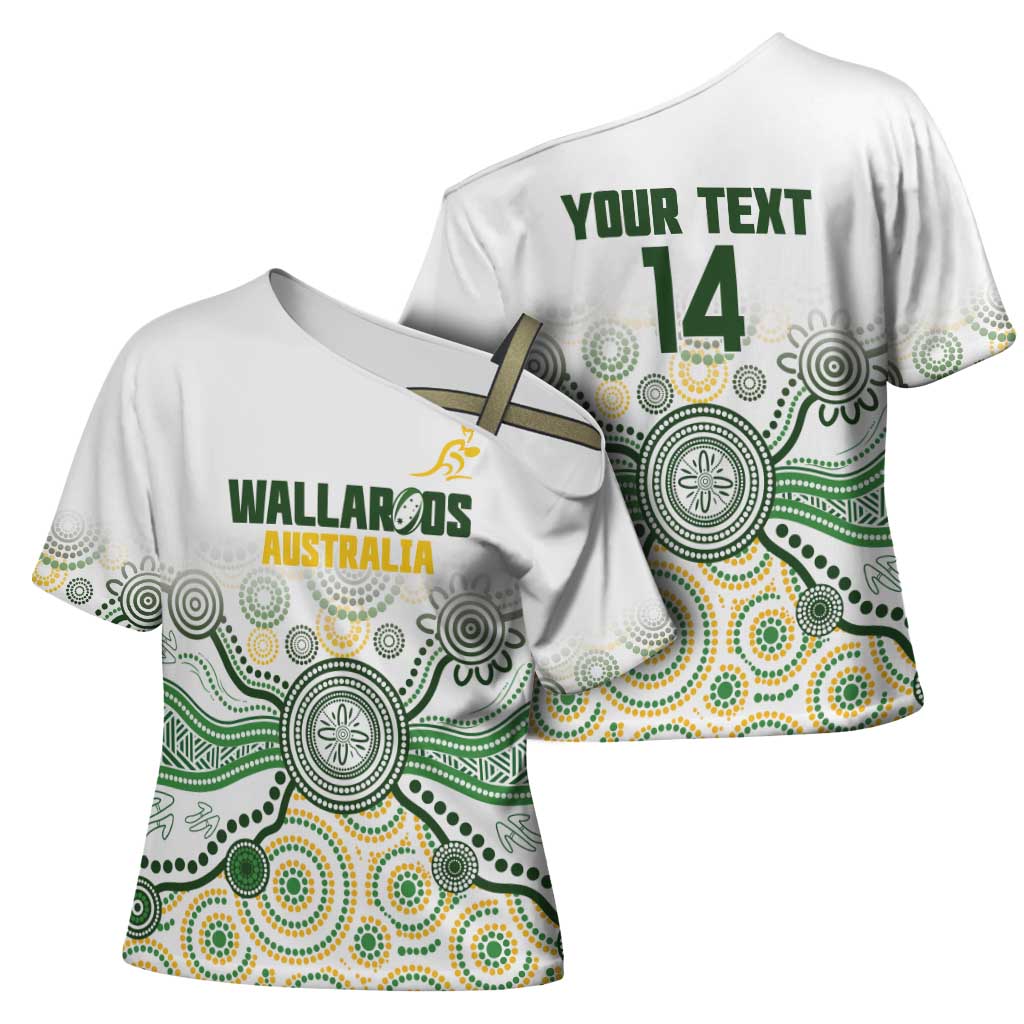 Australia Rugby Custom Cross Shoulder Shirt 2025 Wallaroos Indigenous Art - Aussie Hoodie