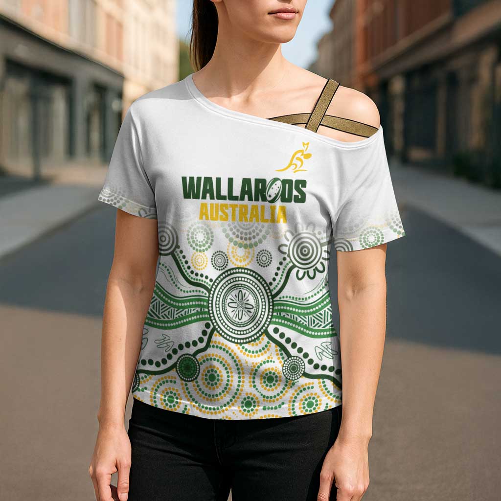 Australia Rugby Custom Cross Shoulder Shirt 2025 Wallaroos Indigenous Art - Aussie Hoodie