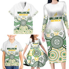 Australia Rugby Custom Family Matching Long Sleeve Bodycon Dress and Hawaiian Shirt 2025 Wallaroos Indigenous Art - Aussie Hoodie