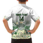 Australia Rugby Custom Family Matching Long Sleeve Bodycon Dress and Hawaiian Shirt 2025 Wallaroos Indigenous Art - Aussie Hoodie