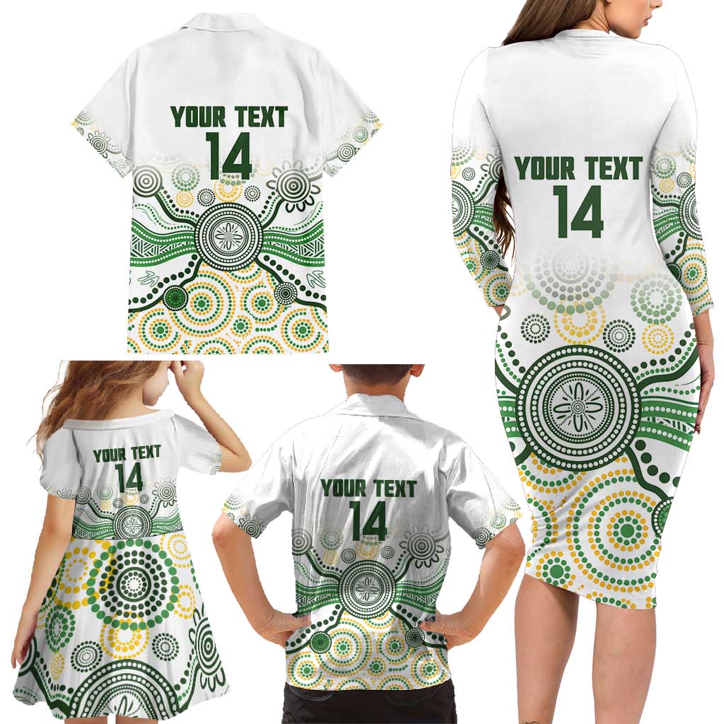 Australia Rugby Custom Family Matching Long Sleeve Bodycon Dress and Hawaiian Shirt 2025 Wallaroos Indigenous Art - Aussie Hoodie
