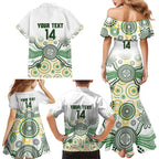Australia Rugby Custom Family Matching Mermaid Dress and Hawaiian Shirt 2025 Wallaroos Indigenous Art - Aussie Hoodie