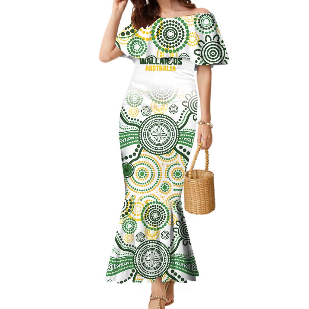 Australia Rugby Custom Family Matching Mermaid Dress and Hawaiian Shirt 2025 Wallaroos Indigenous Art - Aussie Hoodie