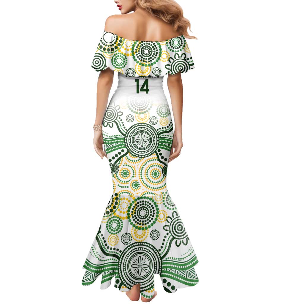 Australia Rugby Custom Family Matching Mermaid Dress and Hawaiian Shirt 2025 Wallaroos Indigenous Art - Aussie Hoodie