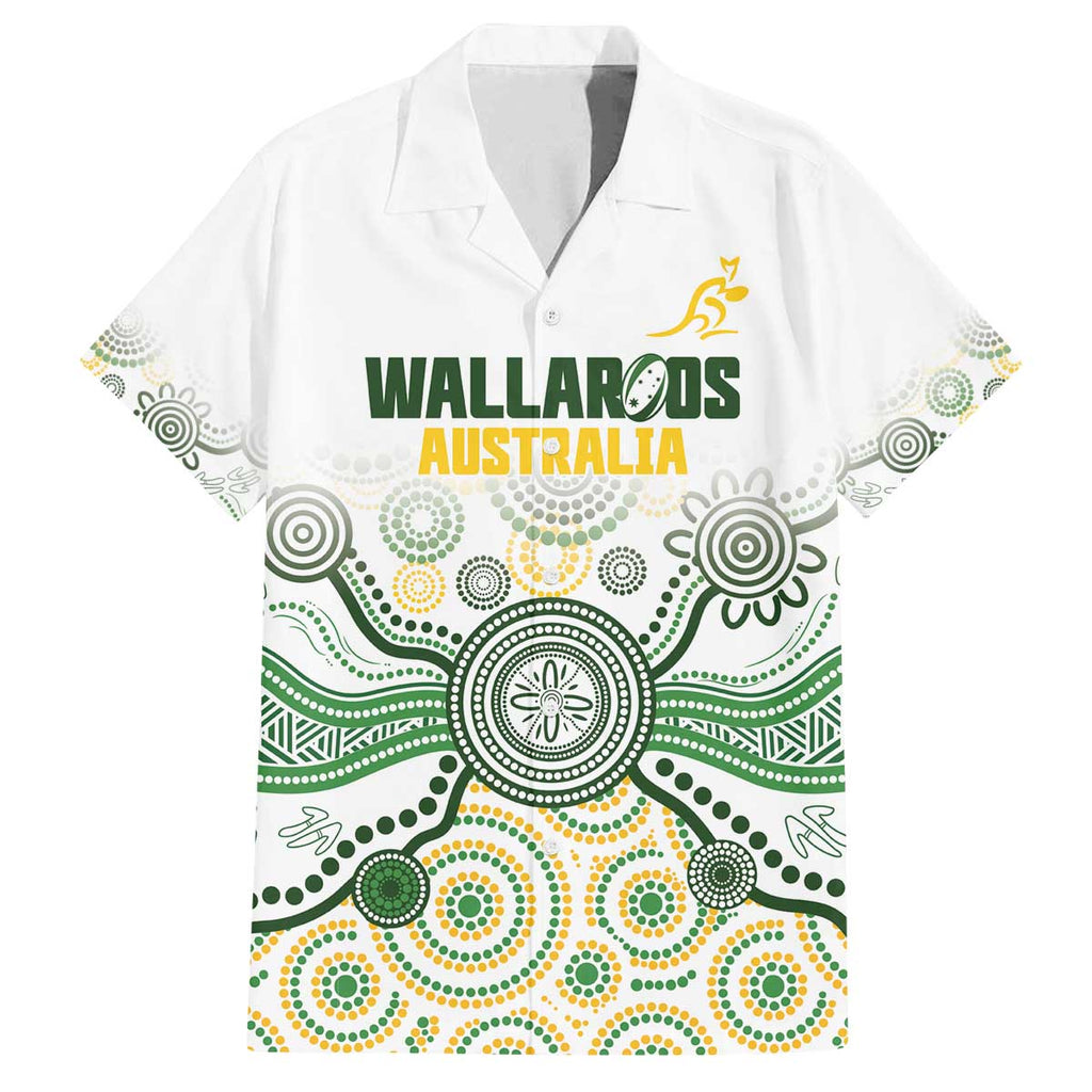 Australia Rugby Custom Family Matching Off The Shoulder Long Sleeve Dress and Hawaiian Shirt 2025 Wallaroos Indigenous Art - Aussie Hoodie