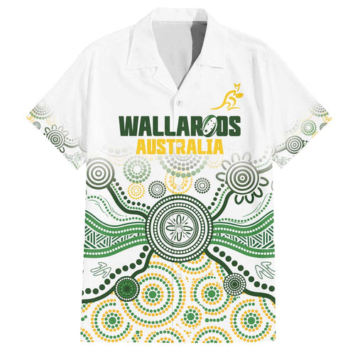 Australia Rugby Custom Family Matching Off The Shoulder Long Sleeve Dress and Hawaiian Shirt 2025 Wallaroos Indigenous Art - Aussie Hoodie
