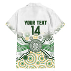 Australia Rugby Custom Family Matching Off The Shoulder Long Sleeve Dress and Hawaiian Shirt 2025 Wallaroos Indigenous Art - Aussie Hoodie