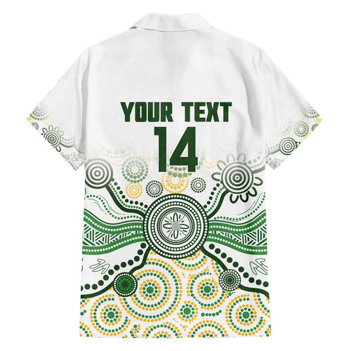 Australia Rugby Custom Family Matching Off The Shoulder Long Sleeve Dress and Hawaiian Shirt 2025 Wallaroos Indigenous Art - Aussie Hoodie