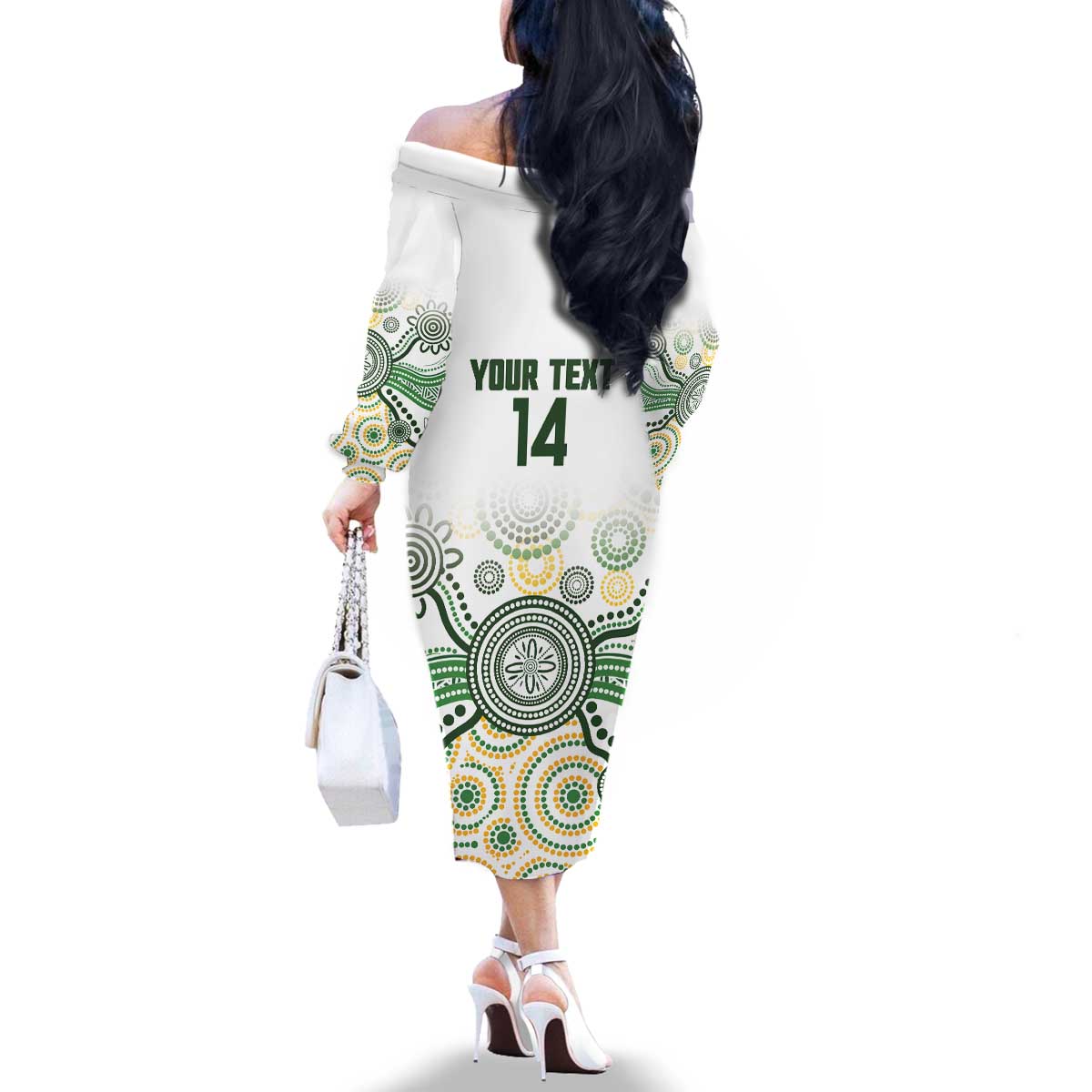 Australia Rugby Custom Family Matching Off The Shoulder Long Sleeve Dress and Hawaiian Shirt 2025 Wallaroos Indigenous Art - Aussie Hoodie