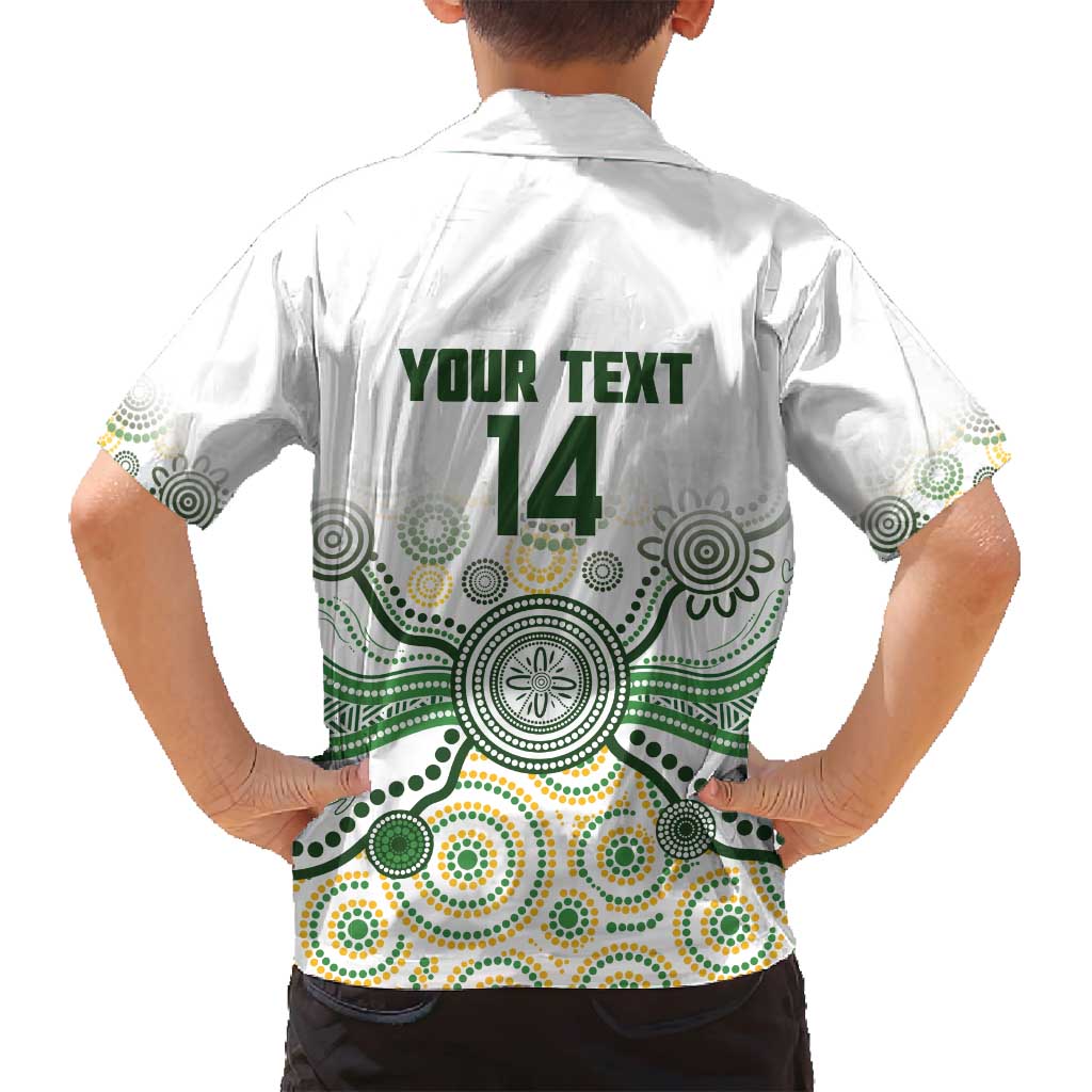 Australia Rugby Custom Family Matching Off Shoulder Maxi Dress and Hawaiian Shirt 2025 Wallaroos Indigenous Art - Aussie Hoodie
