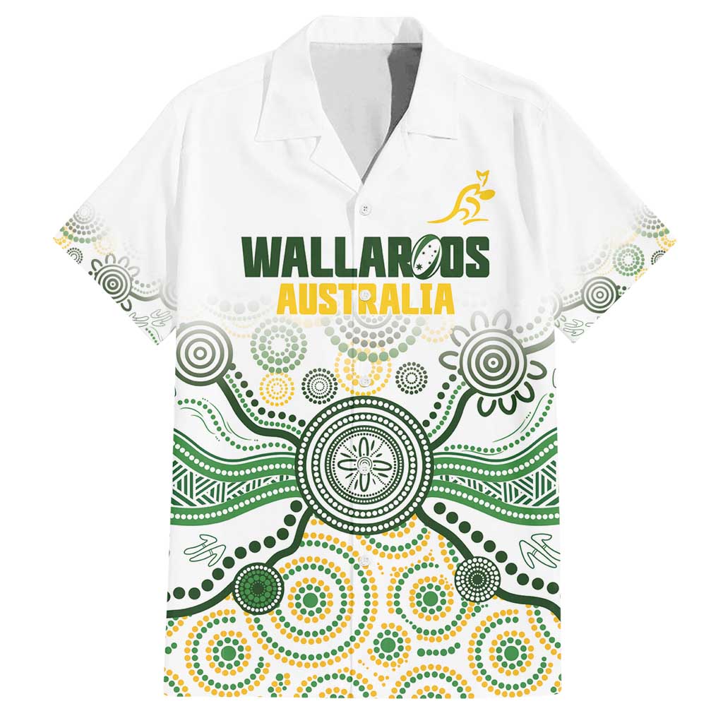 Australia Rugby Custom Family Matching Off Shoulder Maxi Dress and Hawaiian Shirt 2025 Wallaroos Indigenous Art - Aussie Hoodie