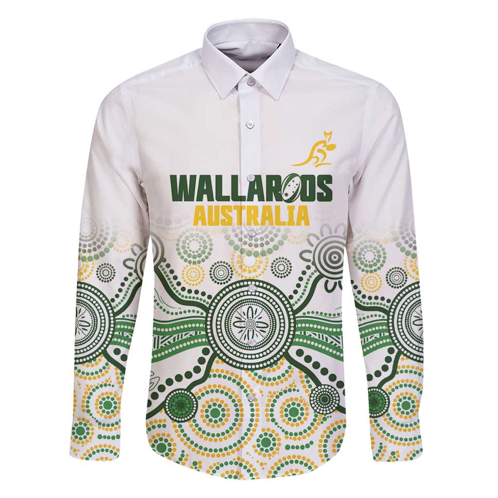 Australia Rugby Custom Family Matching Off Shoulder Maxi Dress and Hawaiian Shirt 2025 Wallaroos Indigenous Art - Aussie Hoodie