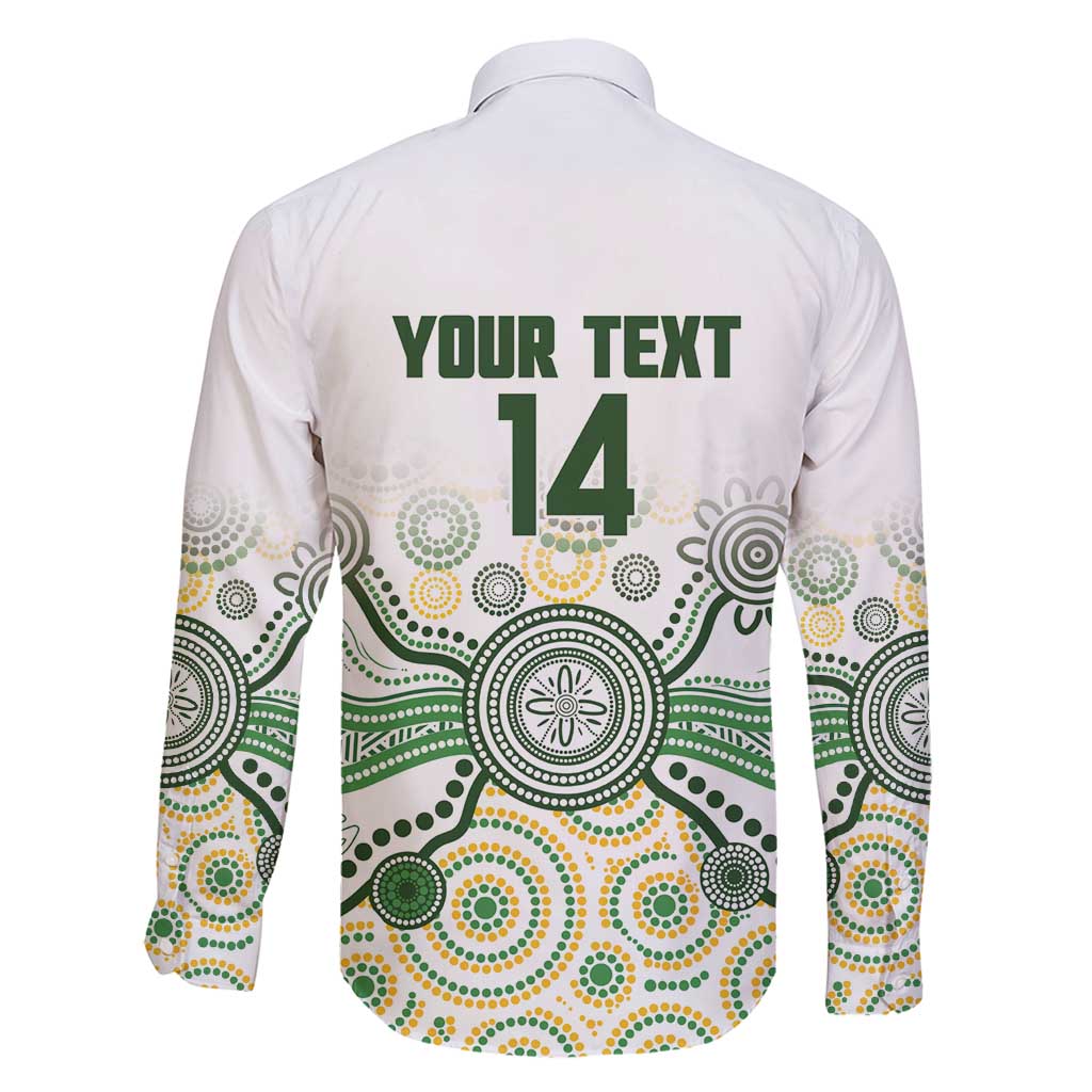 Australia Rugby Custom Family Matching Off Shoulder Maxi Dress and Hawaiian Shirt 2025 Wallaroos Indigenous Art - Aussie Hoodie