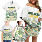 Australia Rugby Custom Family Matching Off Shoulder Short Dress and Hawaiian Shirt 2025 Wallaroos Indigenous Art - Aussie Hoodie