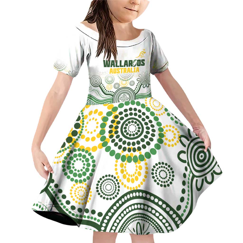 Australia Rugby Custom Family Matching Off Shoulder Short Dress and Hawaiian Shirt 2025 Wallaroos Indigenous Art - Aussie Hoodie
