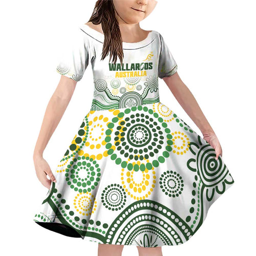 Australia Rugby Custom Family Matching Off Shoulder Short Dress and Hawaiian Shirt 2025 Wallaroos Indigenous Art - Aussie Hoodie