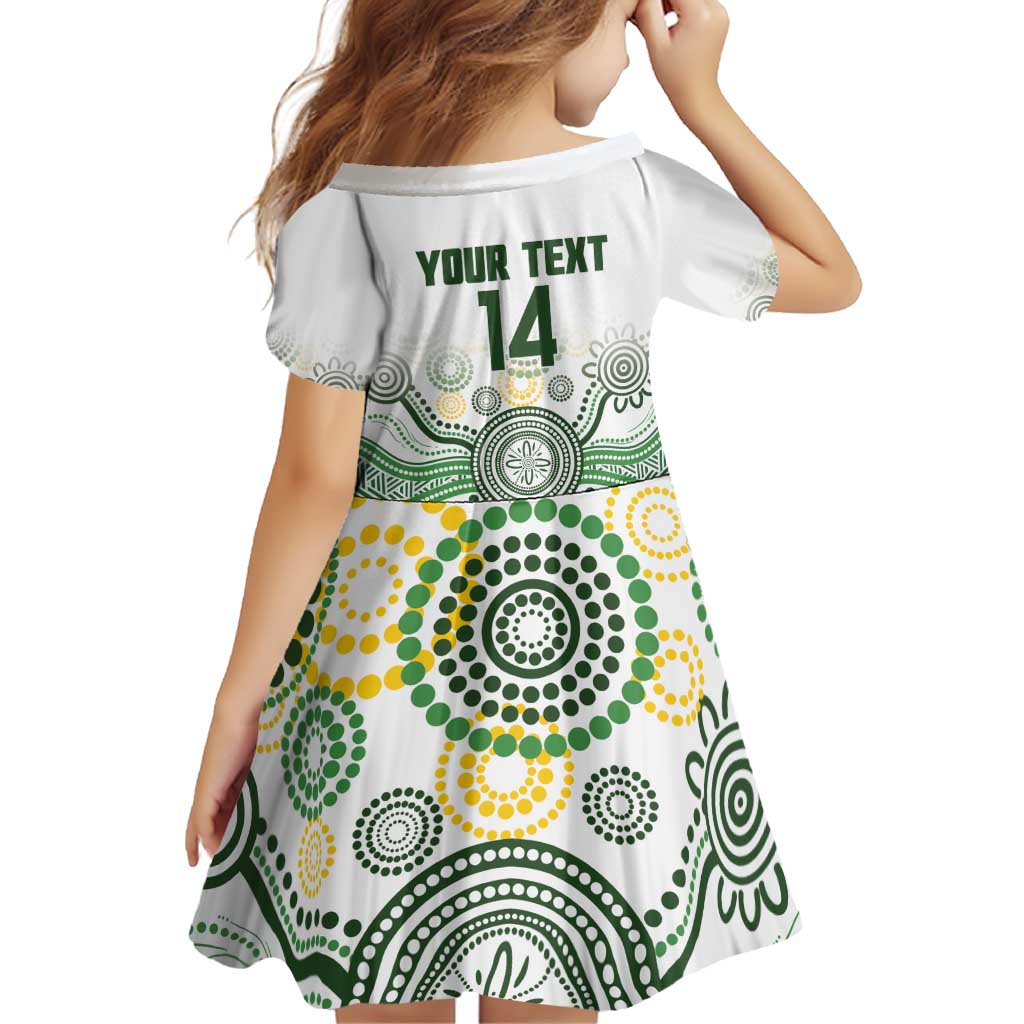 Australia Rugby Custom Family Matching Off Shoulder Short Dress and Hawaiian Shirt 2025 Wallaroos Indigenous Art - Aussie Hoodie