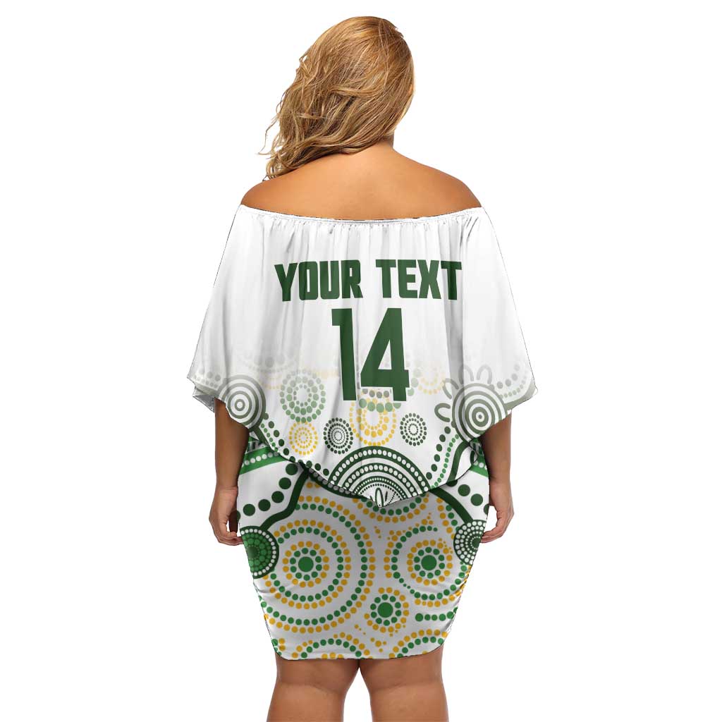Australia Rugby Custom Family Matching Off Shoulder Short Dress and Hawaiian Shirt 2025 Wallaroos Indigenous Art - Aussie Hoodie