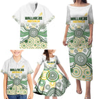 Australia Rugby Custom Family Matching Puletasi and Hawaiian Shirt 2025 Wallaroos Indigenous Art - Aussie Hoodie