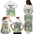 Australia Rugby Custom Family Matching Puletasi and Hawaiian Shirt 2025 Wallaroos Indigenous Art - Aussie Hoodie
