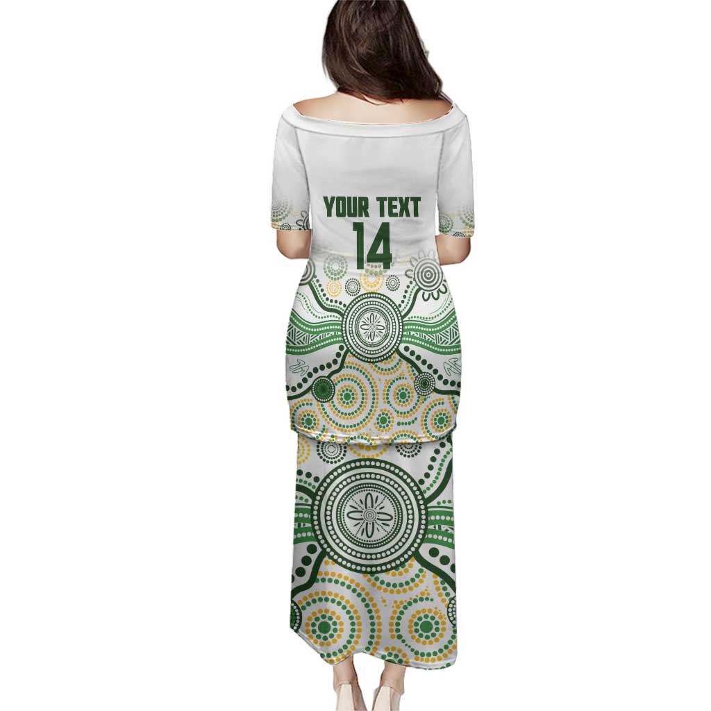 Australia Rugby Custom Family Matching Puletasi and Hawaiian Shirt 2025 Wallaroos Indigenous Art - Aussie Hoodie