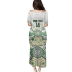 Australia Rugby Custom Family Matching Puletasi and Hawaiian Shirt 2025 Wallaroos Indigenous Art - Aussie Hoodie