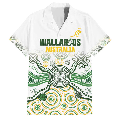 Australia Rugby Custom Family Matching Short Sleeve Bodycon Dress and Hawaiian Shirt 2025 Wallaroos Indigenous Art - Aussie Hoodie