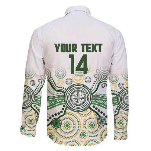Australia Rugby Custom Family Matching Short Sleeve Bodycon Dress and Hawaiian Shirt 2025 Wallaroos Indigenous Art - Aussie Hoodie