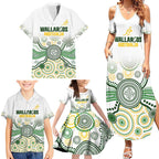 Australia Rugby Custom Family Matching Summer Maxi Dress and Hawaiian Shirt 2025 Wallaroos Indigenous Art - Aussie Hoodie