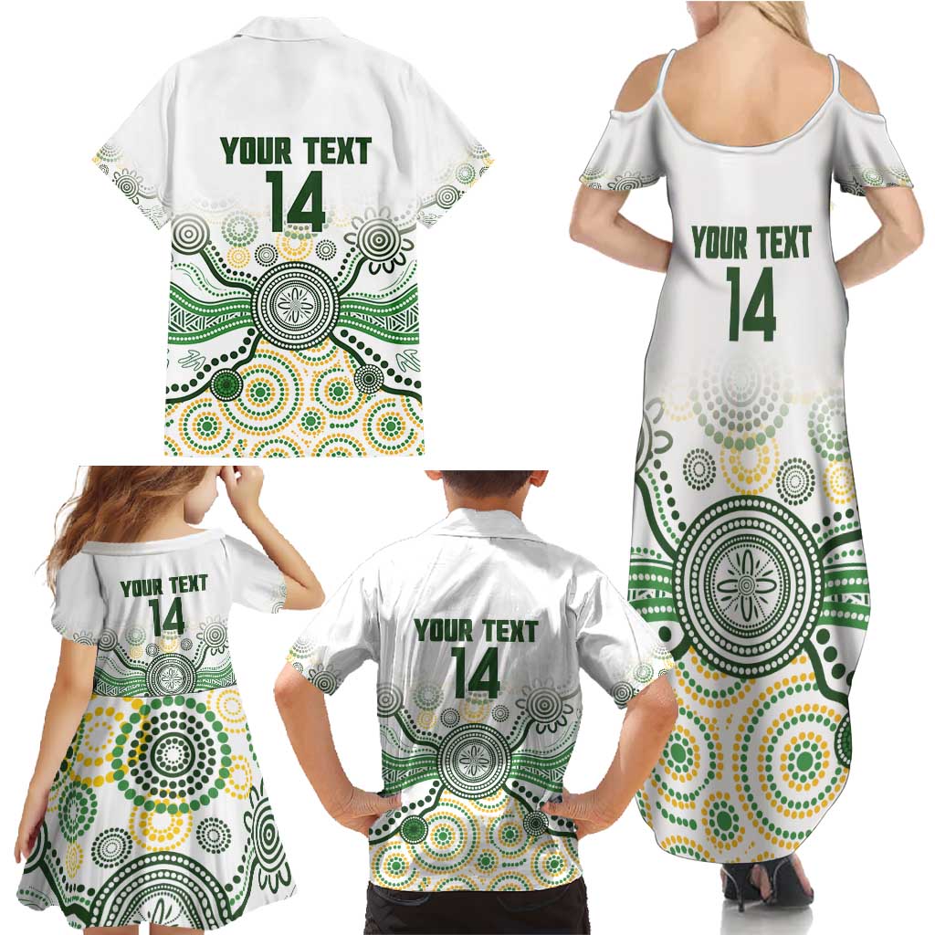 Australia Rugby Custom Family Matching Summer Maxi Dress and Hawaiian Shirt 2025 Wallaroos Indigenous Art - Aussie Hoodie