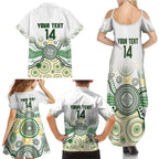 Australia Rugby Custom Family Matching Summer Maxi Dress and Hawaiian Shirt 2025 Wallaroos Indigenous Art - Aussie Hoodie