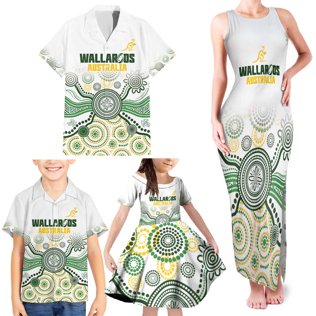Australia Rugby Custom Family Matching Tank Maxi Dress and Hawaiian Shirt 2025 Wallaroos Indigenous Art - Aussie Hoodie