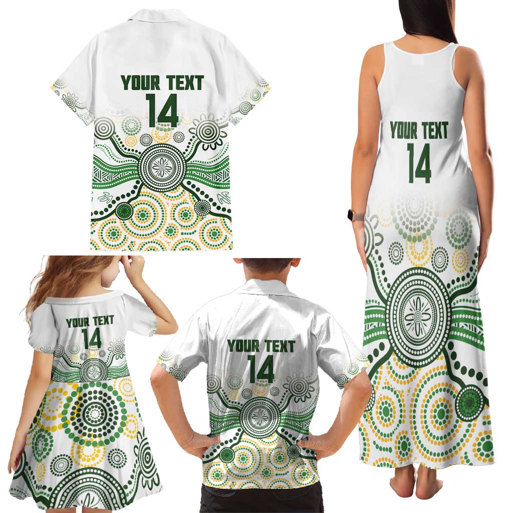 Australia Rugby Custom Family Matching Tank Maxi Dress and Hawaiian Shirt 2025 Wallaroos Indigenous Art - Aussie Hoodie
