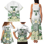 Australia Rugby Custom Family Matching Tank Maxi Dress and Hawaiian Shirt 2025 Wallaroos Indigenous Art - Aussie Hoodie