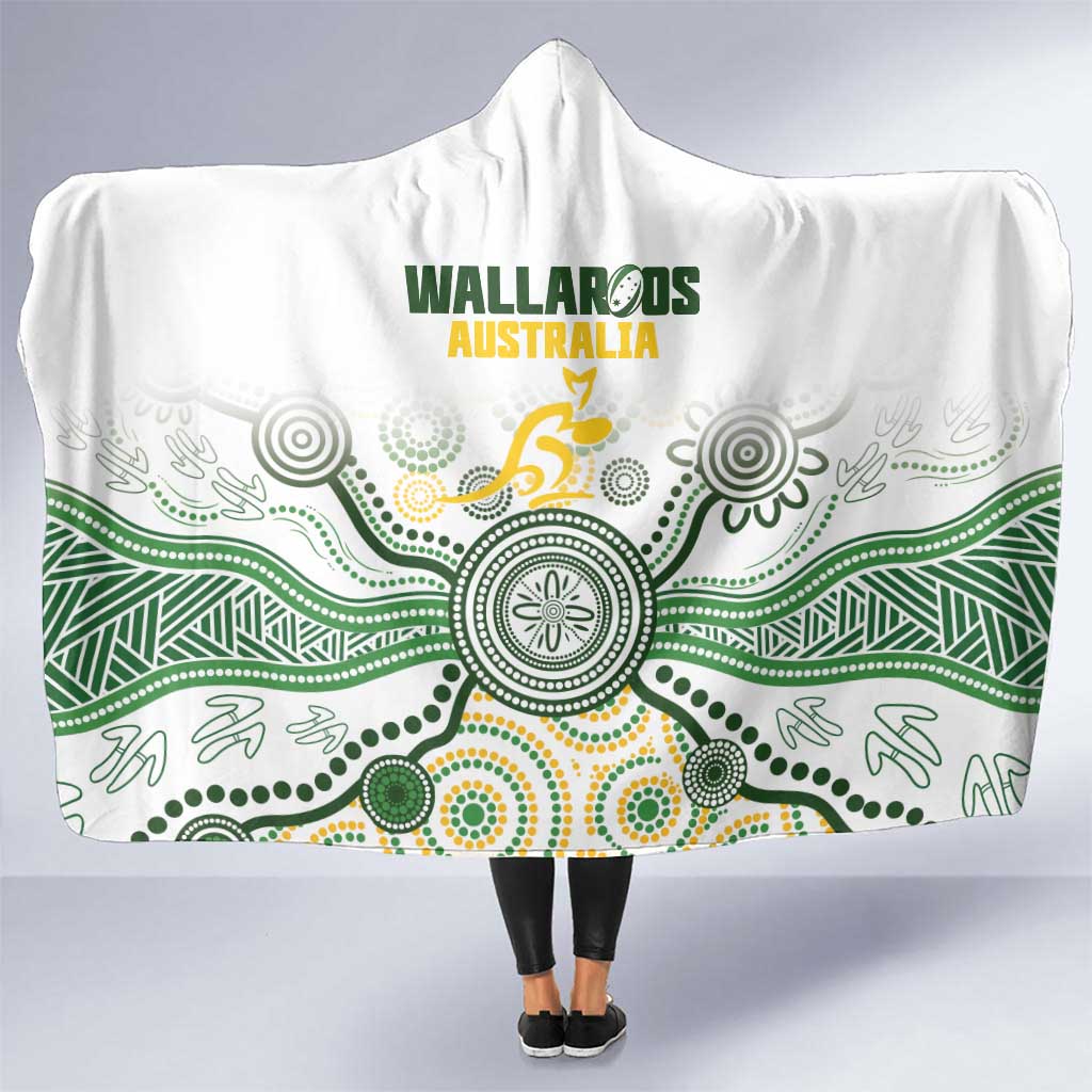 Australia Rugby Hooded Blanket 2025 Wallaroos Indigenous Art - Aussie Hoodie