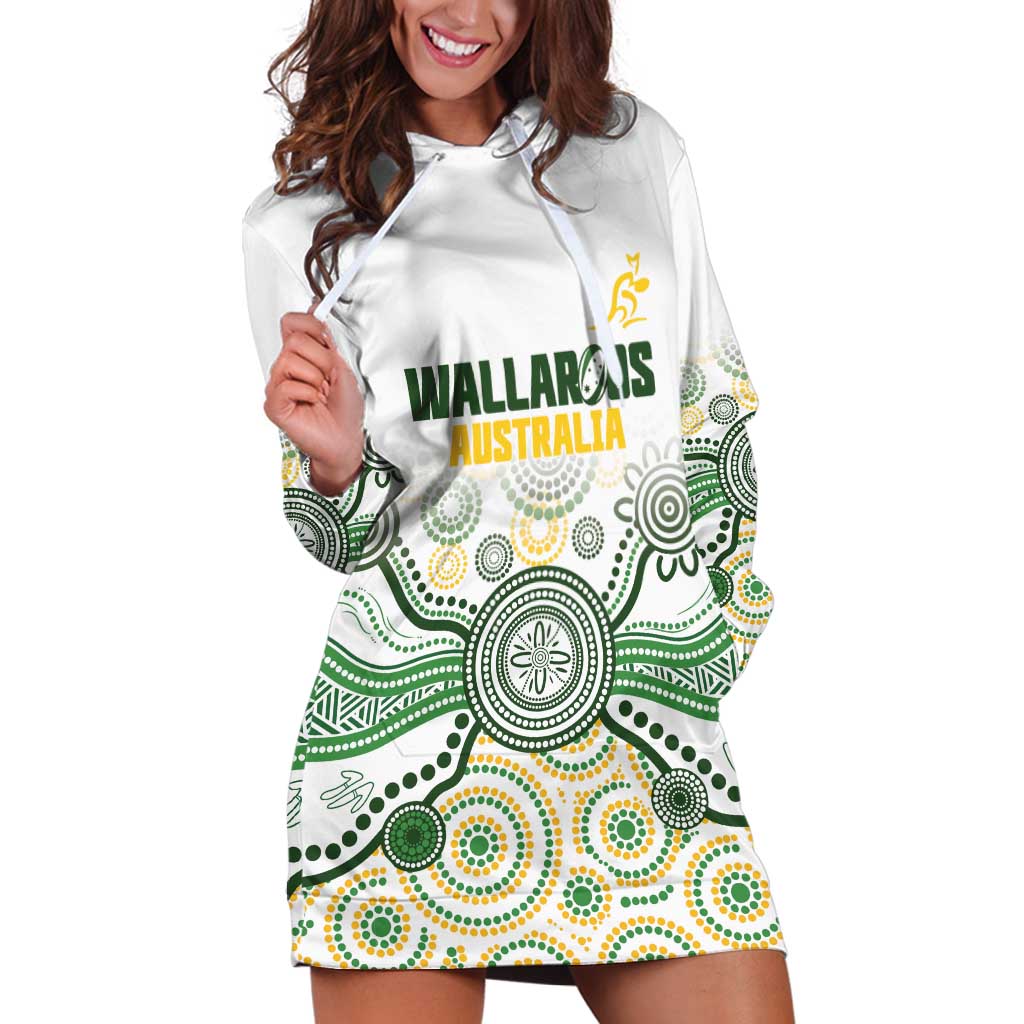 Australia Rugby Custom Hoodie Dress 2025 Wallaroos Indigenous Art - Aussie Hoodie