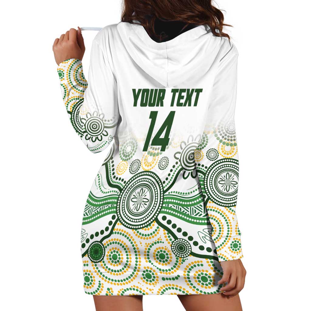 Australia Rugby Custom Hoodie Dress 2025 Wallaroos Indigenous Art - Aussie Hoodie