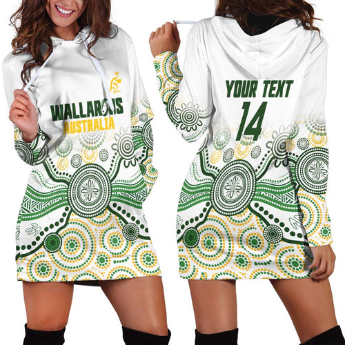 Australia Rugby Custom Hoodie Dress 2025 Wallaroos Indigenous Art - Aussie Hoodie