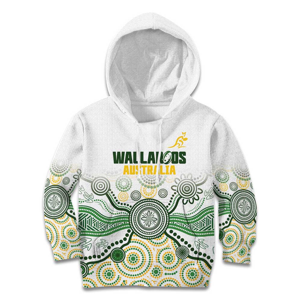 Australia Rugby Custom Kid Hoodie 2025 Wallaroos Indigenous Art - Aussie Hoodie