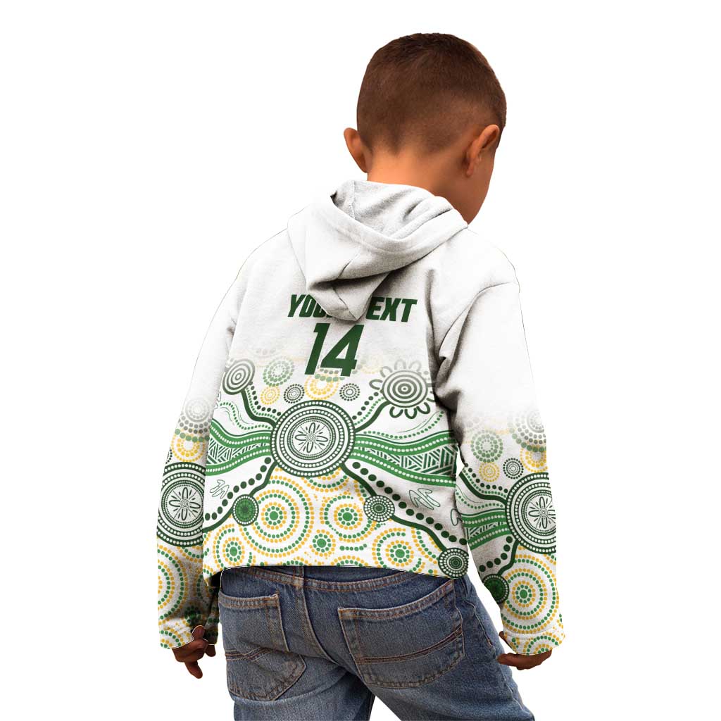 Australia Rugby Custom Kid Hoodie 2025 Wallaroos Indigenous Art - Aussie Hoodie