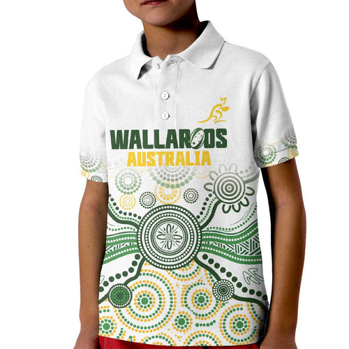 Australia Rugby Custom Kid Polo Shirt 2025 Wallaroos Indigenous Art - Aussie Hoodie