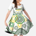 Australia Rugby Custom Kid Short Sleeve Dress 2025 Wallaroos Indigenous Art - Aussie Hoodie