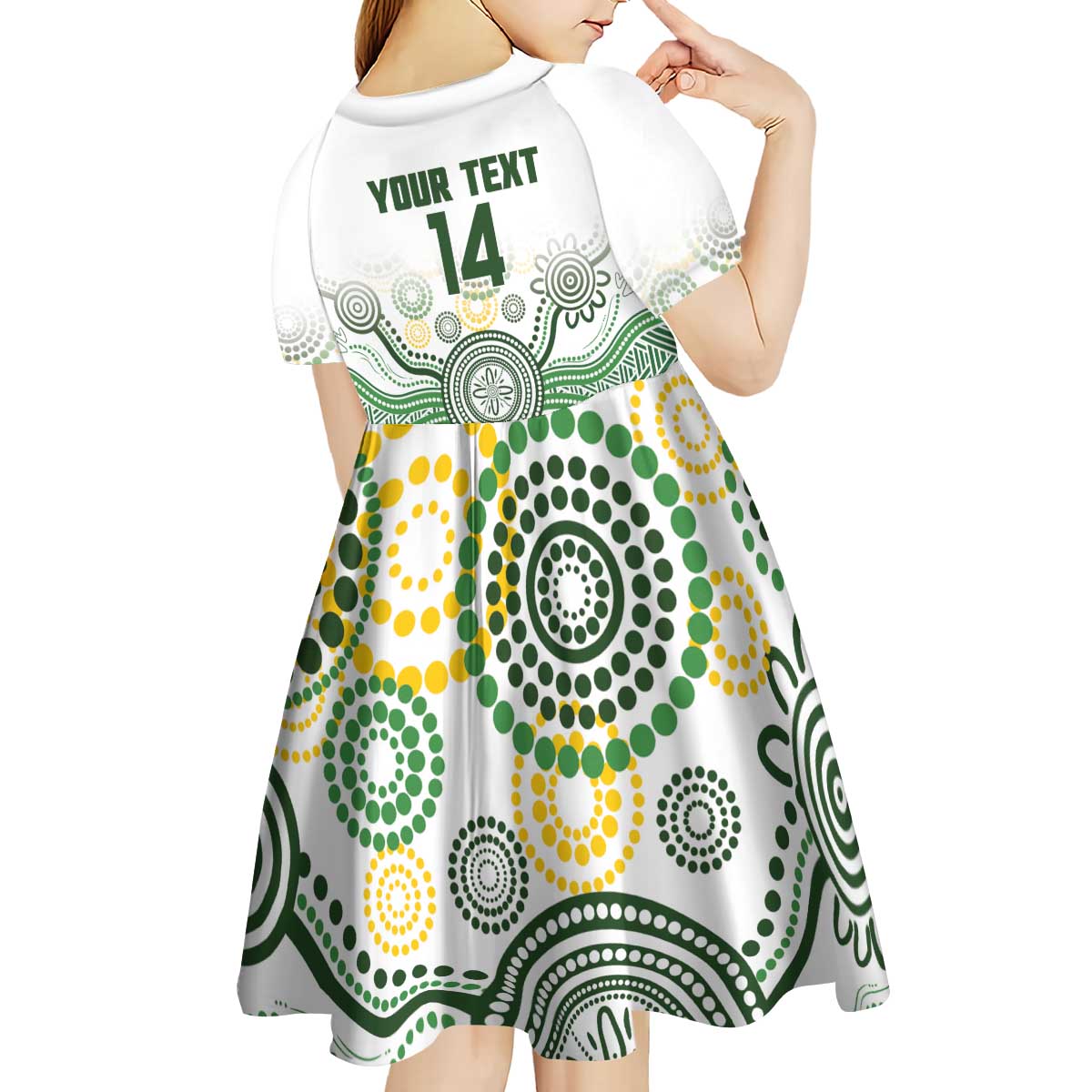 Australia Rugby Custom Kid Short Sleeve Dress 2025 Wallaroos Indigenous Art - Aussie Hoodie