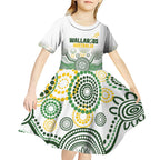 Australia Rugby Custom Kid Short Sleeve Dress 2025 Wallaroos Indigenous Art - Aussie Hoodie