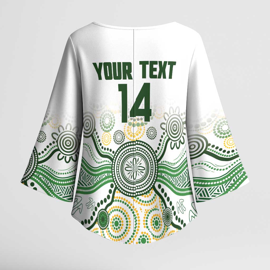 Australia Rugby Custom Kimono Sleeve Blouse 2025 Wallaroos Indigenous Art - Aussie Hoodie