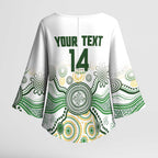 Australia Rugby Custom Kimono Sleeve Blouse 2025 Wallaroos Indigenous Art - Aussie Hoodie