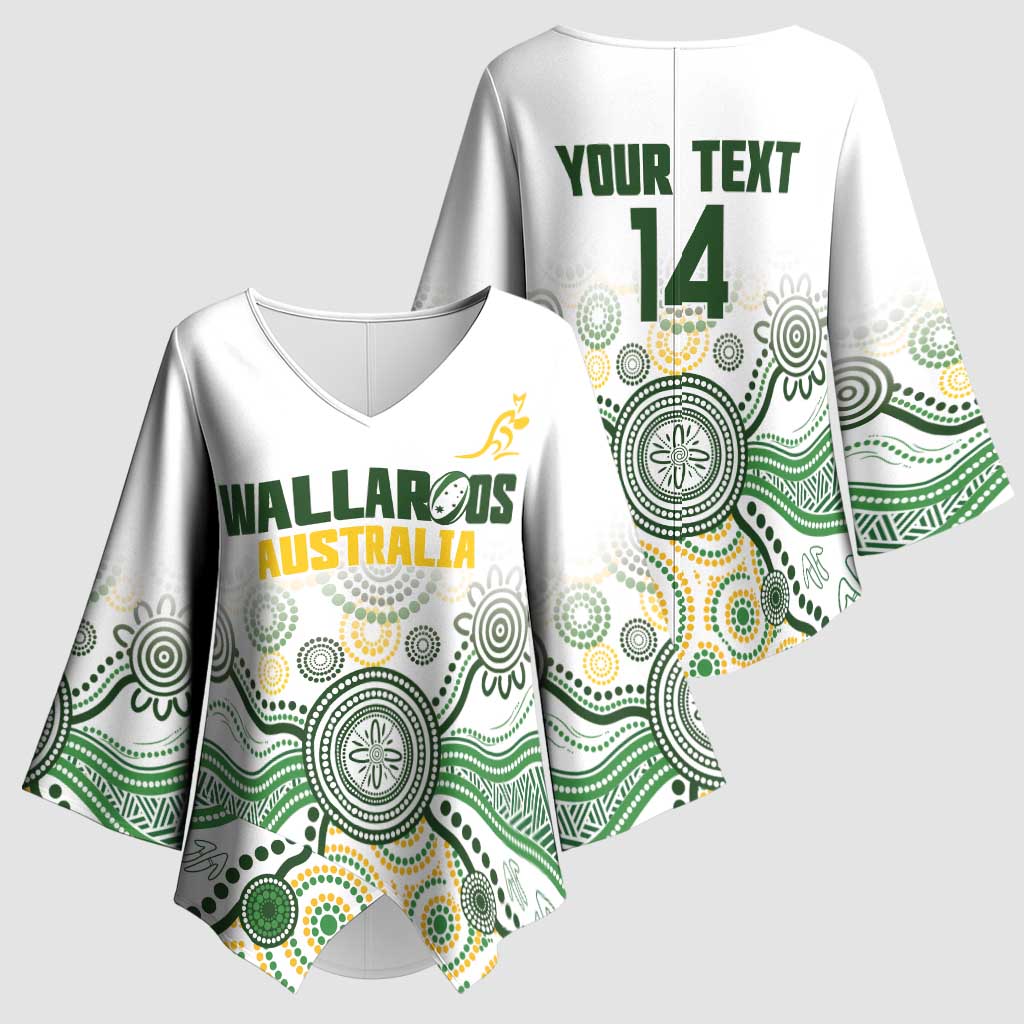 Australia Rugby Custom Kimono Sleeve Blouse 2025 Wallaroos Indigenous Art - Aussie Hoodie