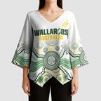 Australia Rugby Custom Kimono Sleeve Blouse 2025 Wallaroos Indigenous Art - Aussie Hoodie